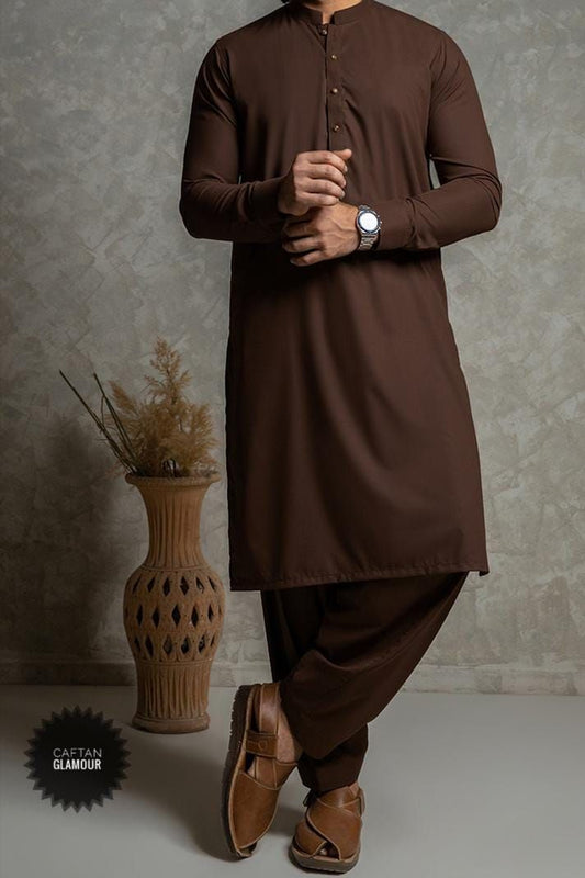 Dark Brown Color Boski Fabric suite For Men